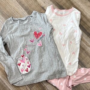 Valentine’s Day Bundle - Carter's Heart Pajamas & Long Sleeve Love Bug Tee